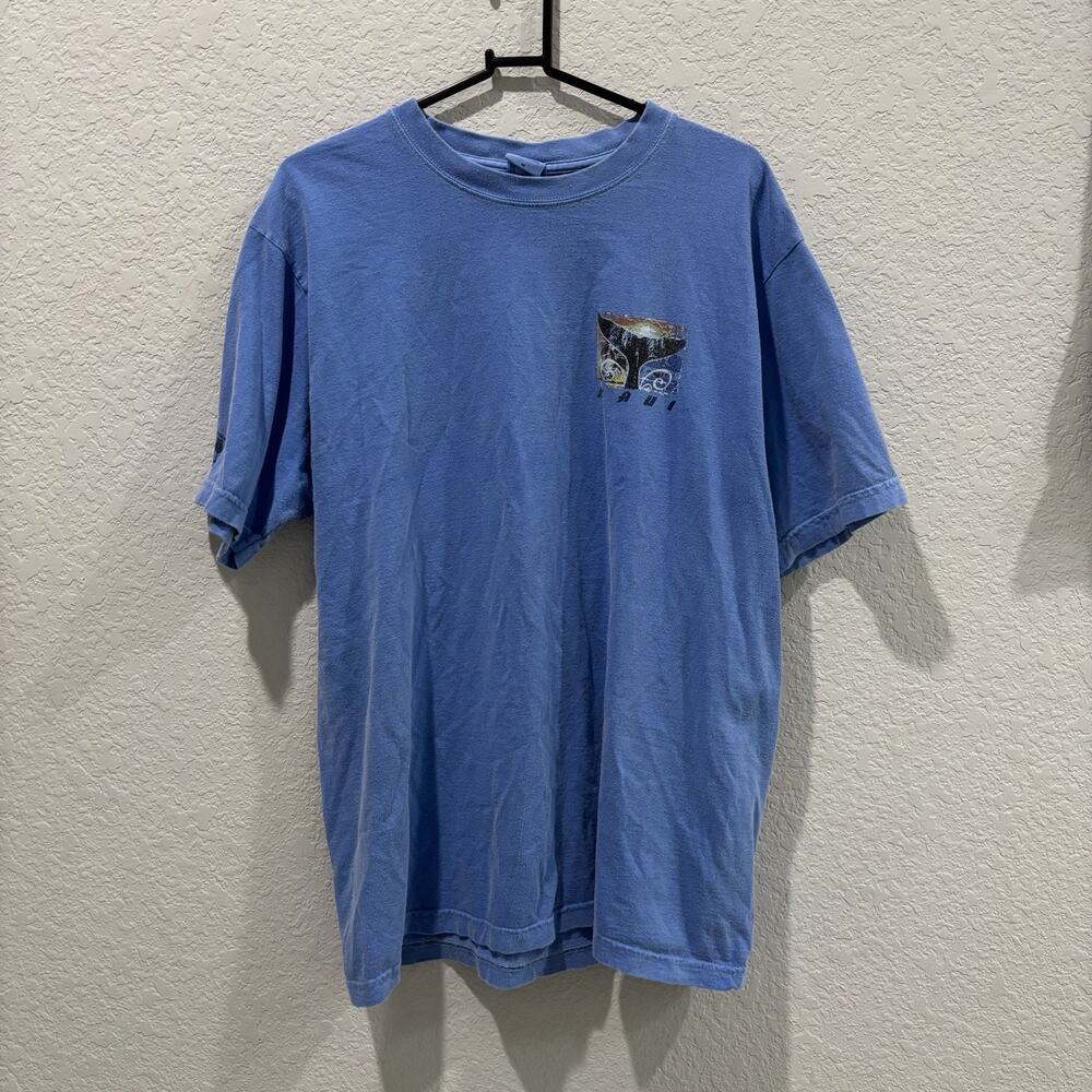 Crazy Shirts Maui Hawaii Whale Graphic Pocket T Shirt Blue Mens Medium Cotton